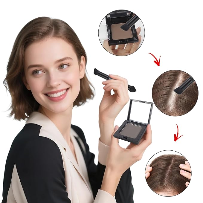 VOLLUCK Root Touch up Powder, Long-lasting Gray Hair Cover up Powder for All Hair Types, Waterproof for Women and Men (Black, 0.42 0unce)
