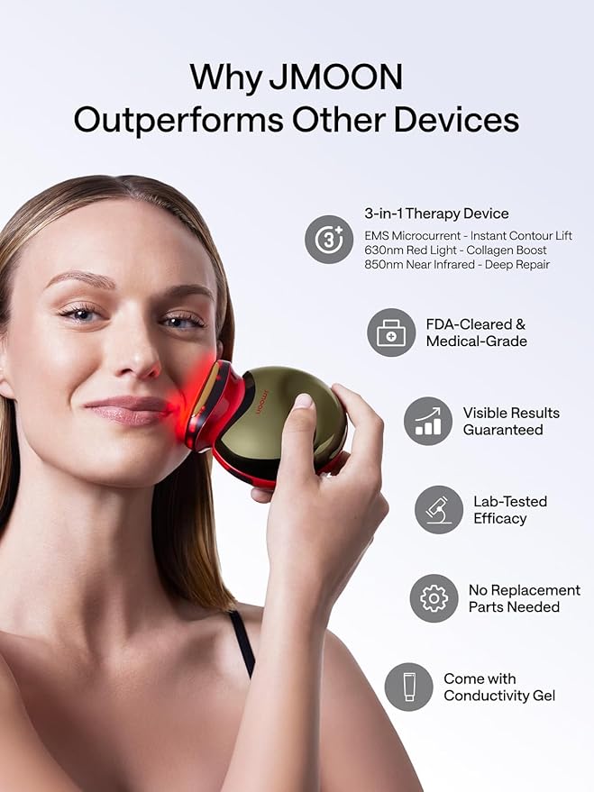 NouvelleSkin Facial Toning Device Facial, Microcurrent Facial Device with Face Mask Brush, Face Lift Device at-Home Use, Medical Grade Red Light Therapy for Wrinkle with 4 Modes & 5 Intensity Levels