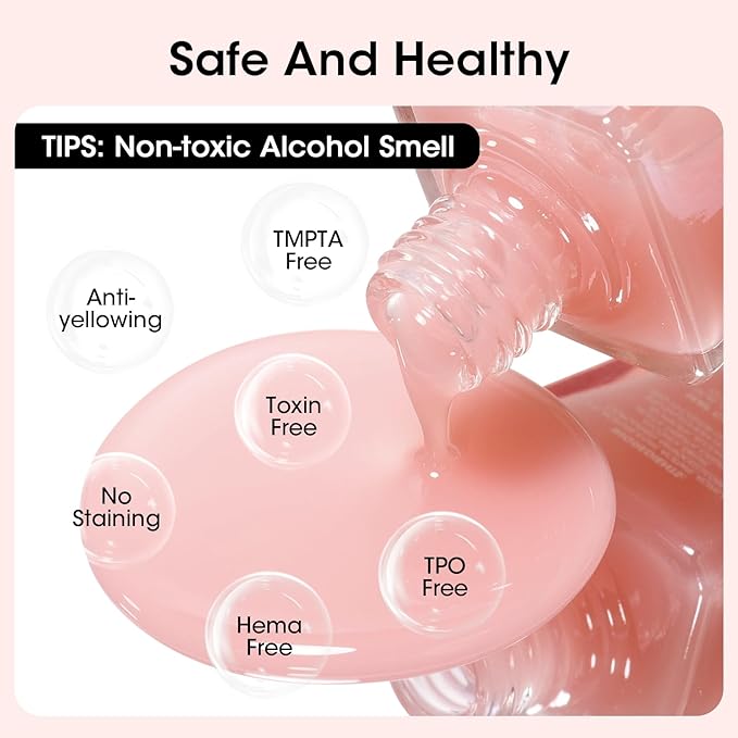 GELLEN 4‑in‑1 Clear Nail Polish Base Coat Sheer Tinted Natural Pink, Ridge Filler, Nail Strengthener & Concealer, Calcium Formula Strengthens Nails, Enhances Natural Look, No HEMA, Anti-yellowing