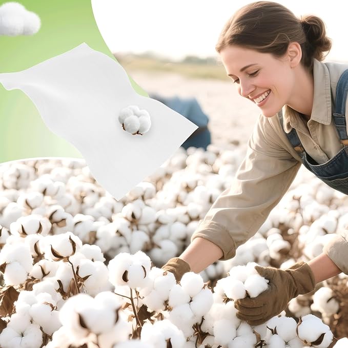 Classycoo 50 PCS Disposable Face Towel Travel Size, 100% Cotton Clean Towels Soft for Sensitive-Skin Facial Towelette Wipes, Odor-Free, Makeup Remover Cloths for Hand Dry Wipe, 7.87x7.87 IN