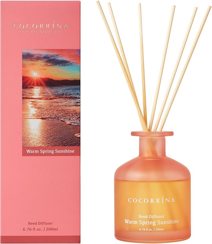 Cocorrína Reed Diffuser - Warm Spring Sunshine 6.76oz Diffuser with 8 Sticks Home Fragrance Reed Diffuser Home for Bedroom Bathroom Shelf Decor Office Decor (Summer Collection)