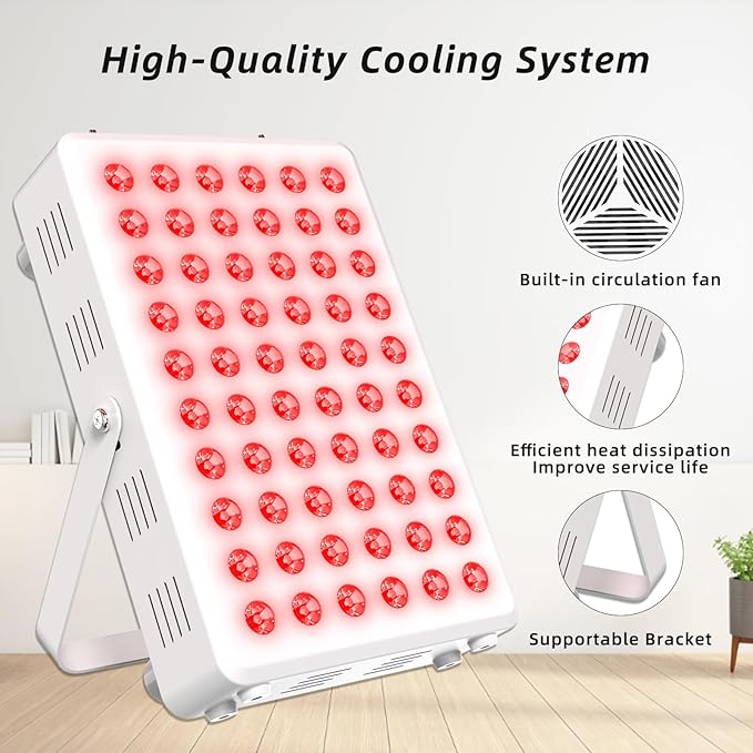 Red Light Panel for Body and Face, 660nm Red 850nm and Near Infrared, Remotcontrol 60 LEDs Red Light Therapy Panel, Used to Promote Sleep, Improve The Body, Relieve Muscle Fatigue (E-300-Wtite)