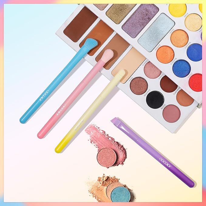 docolor Eye Makeup Brush Set, 4 Pcs Professional Blending Eyeshadow Makeup Brushes Concealer Brush Eyebrow Brush, Soft Hairs & Wood Handle, Vegan ＆ Cruelty-Free