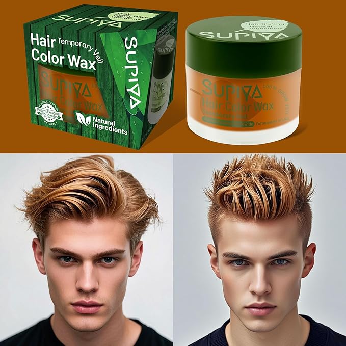 Temporary Hair Styling Color Wax, Green Blue Purple Red Hair Dye Color Wax Washable Natural Instant Hair Coloring Cream for DIY Hairstyle for Kids Men Women(Brown#44)