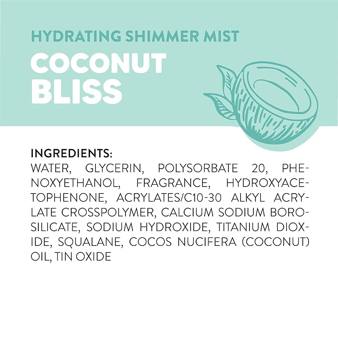 Onyx Professional Hydrating Shimmer Mist with Squalane & Coconut Oil, Coconut Bliss, 6.5 fl oz, 2pk - Shimmer Hair and Body Mist Creates a Radiant Glow with Lightweight Moisture