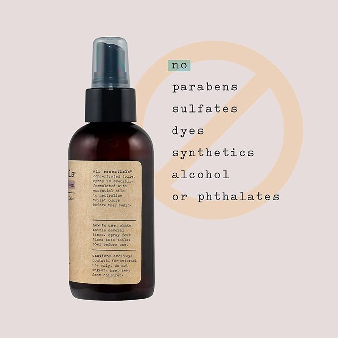 Air Essentials Essential Oil Toilet Spray - Odor Eliminator & Air Freshener - Made with Pure Essential Oils - Lavender Blossom - 4 Ounce