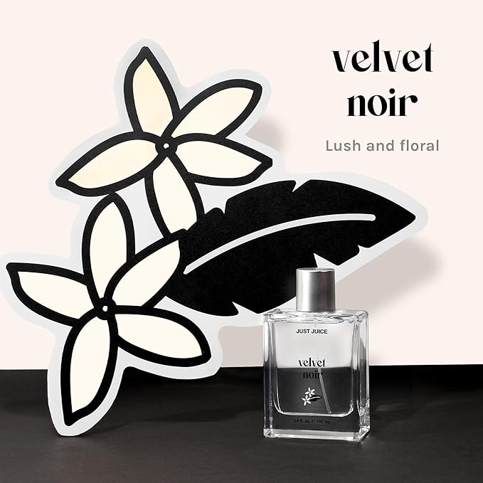 Just Juice Velvet Noir - Crisp Jasmine Perfume for Women and Men - Floral Musk Perfume with Apple, Rose, Geranium, Amber - 3.4 oz