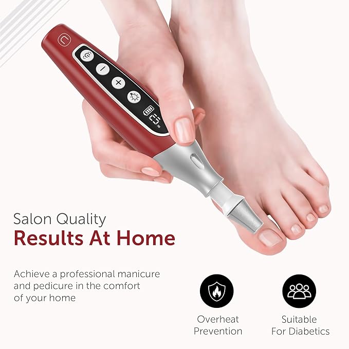 PediLux Pro Professional Manicure Pedicure Kit, Cordless Electric Nail File Drill Set, Thick Toenail Grinder, Toe Nail Dremel Tools, Filer, Buffer, Sander, Remove Cuticles, Callus for Women & Men