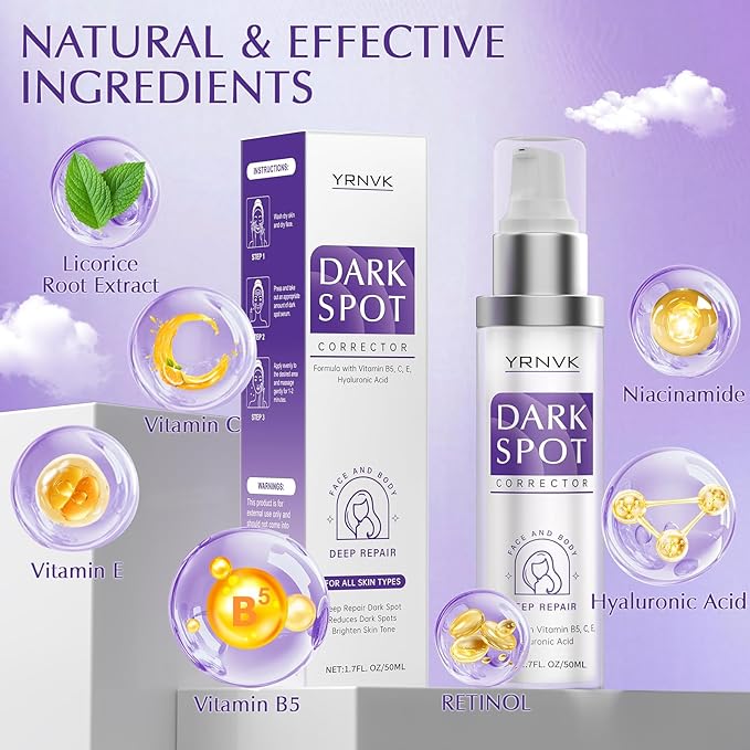 Dark Spot Remover for Face, Dark Spot Corrector Cream, Rapid Tone Repair Upgraded Formula Retinol Serum for Sun Spots, Age Spots, Skin Brown, Melasma Skin Care with Vitamin C for Women 1.7 Fl OZ