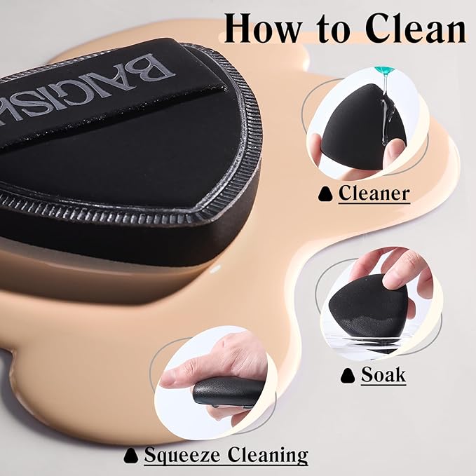 Makeup Sponge Set For Foundation Concealer, Triangle Powder Puff Soft Sponges Blender, Latex Free Blender Sponge For Liquid, Cream, and Powder Seamless & Flawless Makeup (Black)