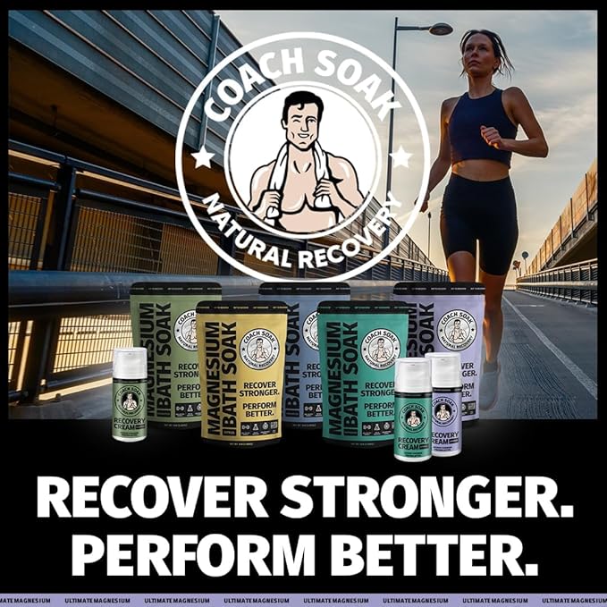 Coach Soak Recovery Bath Soak and Magnesium Lotion with MSM Lavender Bundle