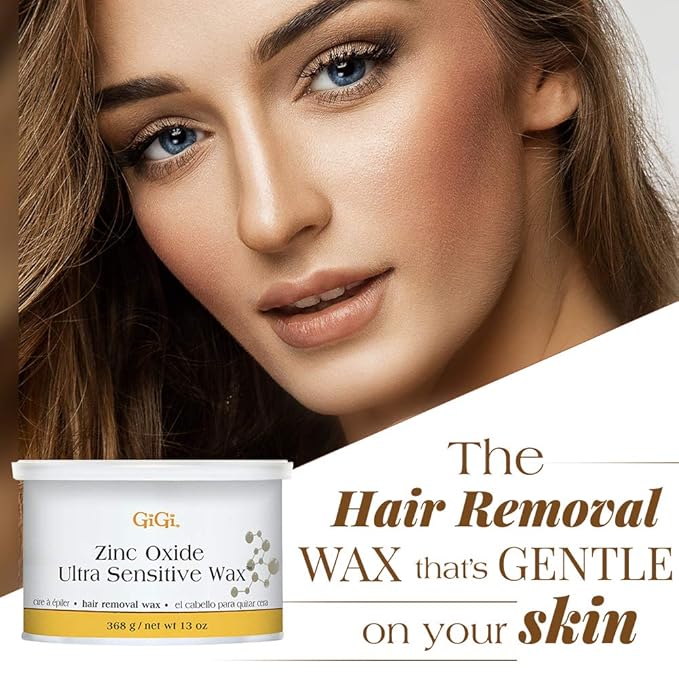 GiGi Zinc Oxide Hair Removal Wax for Ultra-Sensitive Skin, Gentle Formula for Face & Body, Soft Wax for Delicate Skin, 13 oz, 1 Pack