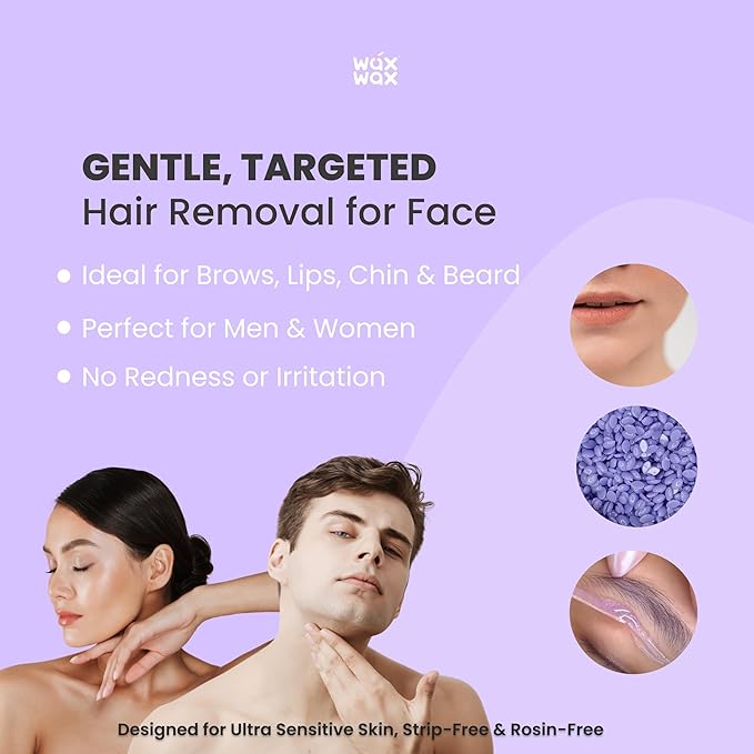 Orchid Hard Wax Beads | Facial Wax for Ultra Sensitive Skin | Rosin-Free, Hypoallergenic, Strip-Free | Low Melting, Cruelty-Free & Eco-Friendly Waxing Beads | Made In Italy - 2.5lb