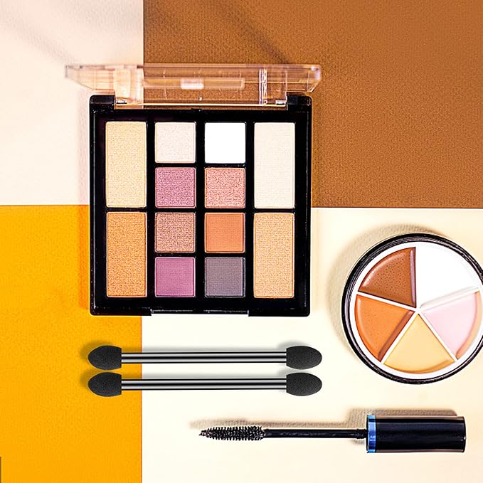 Ponpon 100Pcs Eyeshadow Applicators Dual Sides Eye Sponge Applicators Disposable Eyeshadow Brush for Girls Lady Women Makeup