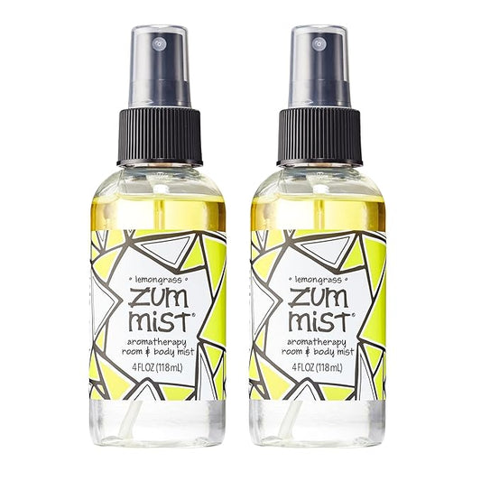 Indigo Wild Zum Mist Room & Body Spray - Aromatherapy Essential Oil Spray - Natural Body Mist & Room Spray - Lemongrass Scent - 4 fl oz (2 Pack)