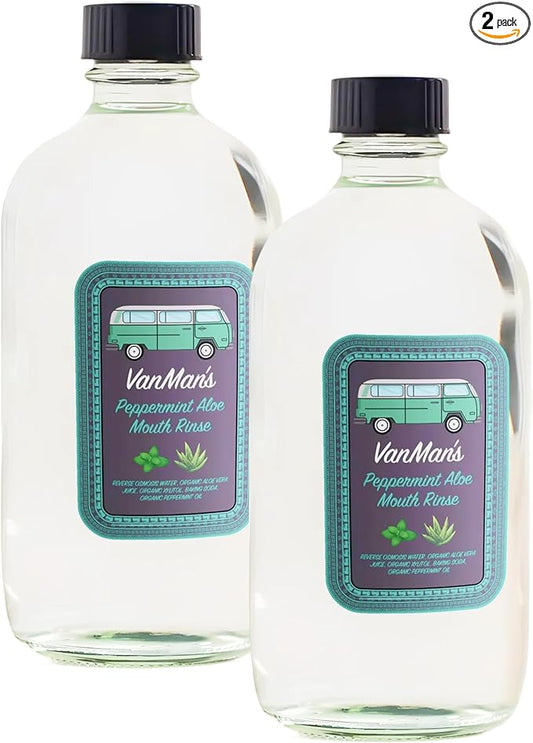 Vanman's - Oral Mouth Care Kit with Two Oral Rinse Mouthwash (8.8 Ounce) - Aloe, Fresh Mint Remineralizing Mouthwash for Gum Health, Bad Breath and Dry Mouth