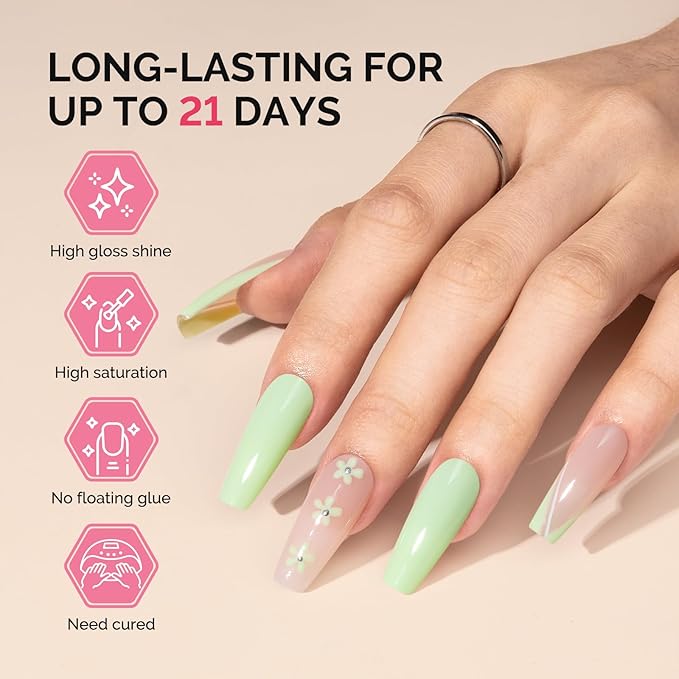 MelodySusie Fleurwee Plant Based Gel Nail Polish, Hema Free Neon Lime Green Nail Polish, Soak Off UV LED Gel Polish Gift for Women 21 Non Toxic Long Lasting Nail Art Manicure Salon DIY at Home B1301