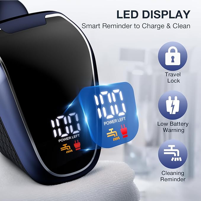 Head Shavers for Bald Men: 5-in-1 Electric Razor - Waterproof Wet Dry Shaving - Professional Grooming Kit for Balder - Rechargeable Head Shavers for Face/Beard Use (Dark Blue)