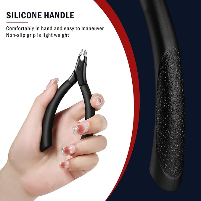 FVION Cuticle Trimmer – Professional Cuticle Nippers, Rubber Coated Handle Manicure Tools – Stainless Steel Cuticle Cutter for Nails (5mm), Dark