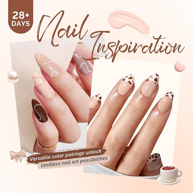 MelodySusie Nude Brown Gel Nail Polish Set - 6 Colors Milky Beige Neutral Pink Soak Off UV LED Gel Polish Gift for Women Nail Art Manicure Salon DIY Nail Design Decoration at Home