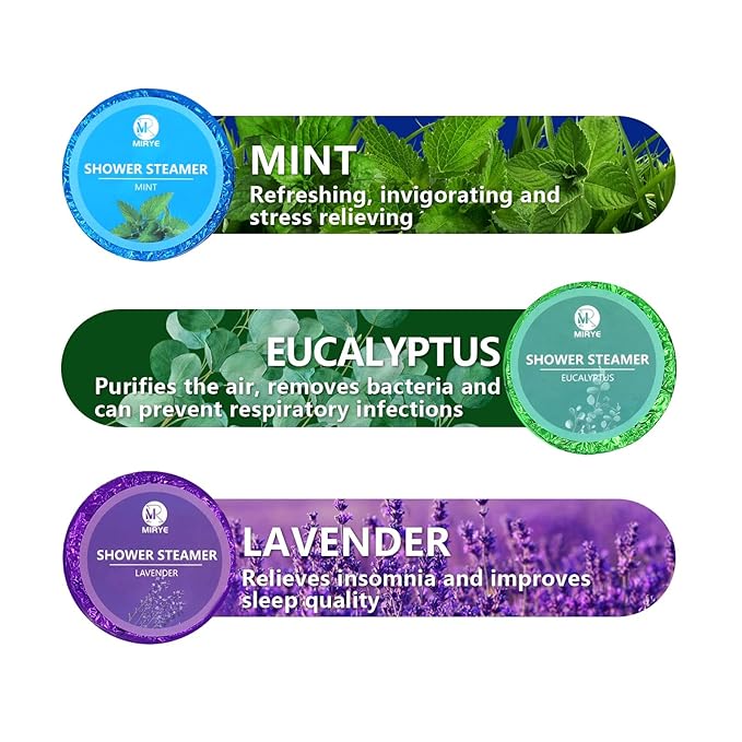 Shower Steamers Aromatherapy Gifts for Women, 18-Pack Organic Eucalyptus Lavender Mint Essential Oil Shower Bombs, Self Care Stress Relief Birthday or Christmas Stocking Stuffers Gifts for Her/Him