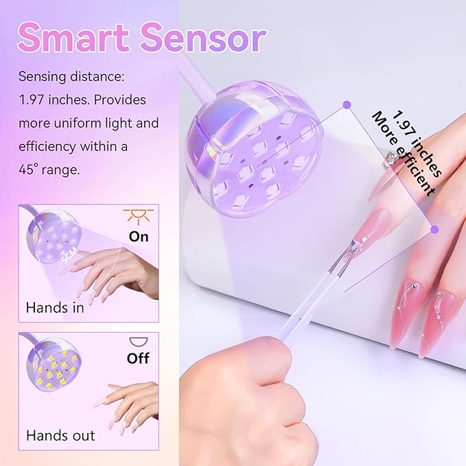 Makartt UV LED Nail Lamp - Gooseneck UV Light for Gel Nails USB 39W Cordless Flash Cure Lamp with 4 Times & Auto Sensor Nail Dryer Fast Curing Nail Art Design for Salon Home DIY (Glazed Purple)