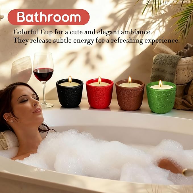 Scented Candle, 4pcs Aromatherapy Candle with Colorful Cans, Nature Scents Soy Candle Jar 60-Hour Burn Time with Warm Flame Candles Gift for Christmas Home