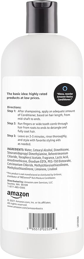 Amazon Basics Conditioner, 28 Fluid Ounce | Moisture Rich | Pack of 2