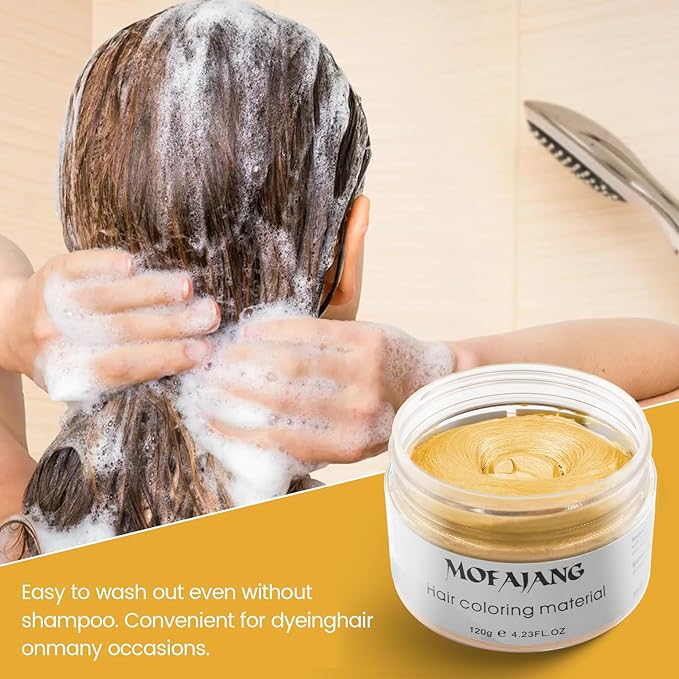 Gold Temporary Hair Color Wax - SOVONCARE Washable Hair Dye for Men & Women, All-Day Hold Disposable Hair Styling Clays for Party, Cosplay & Daily 4.23 oz