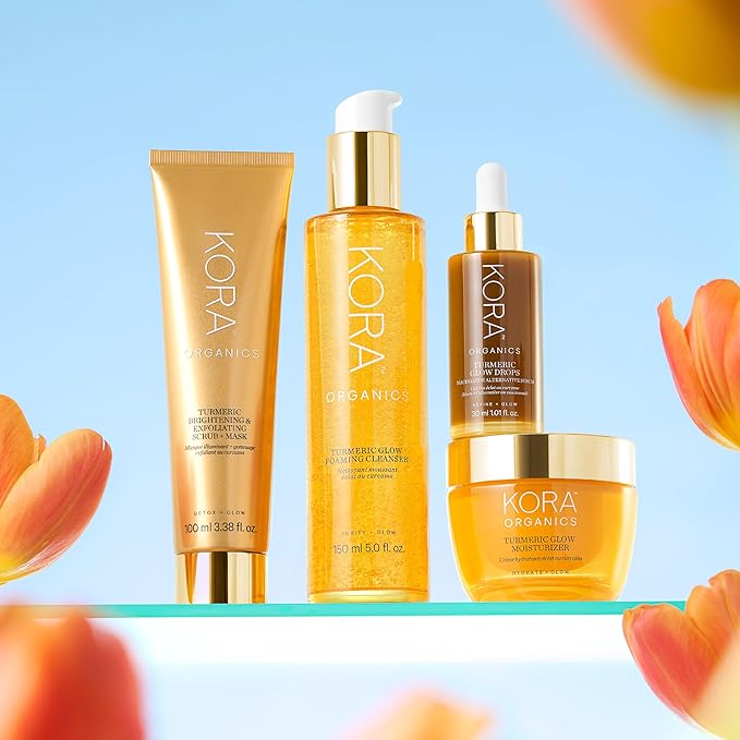 KORA Organics Turmeric Glow Drops, Certified Organic Radiance Face Serum with Niacinamide Alternative, Improves Texture & Pore Appearance, Vegan, 0.34 fl oz