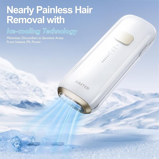 Laser Hair Removal, IPL Hair Removal for Women and Men with 5 C°Sapphire Ice-Cooling Function, At-Home Hair Removal Device for Armpits Back Legs Arms Face Bikini Line,Unlimited Flashes,Nearly Painless