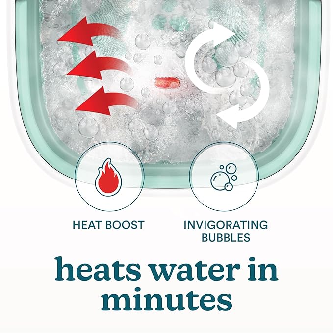 Homedics Smart Space Elite Footbath with Heat Boost, Collapsible, Invigorating Bubble Massage, 3 Pedicure Attachments, Safe to Use Bath Salts, Patented Safety-Lock System, Ergonomic