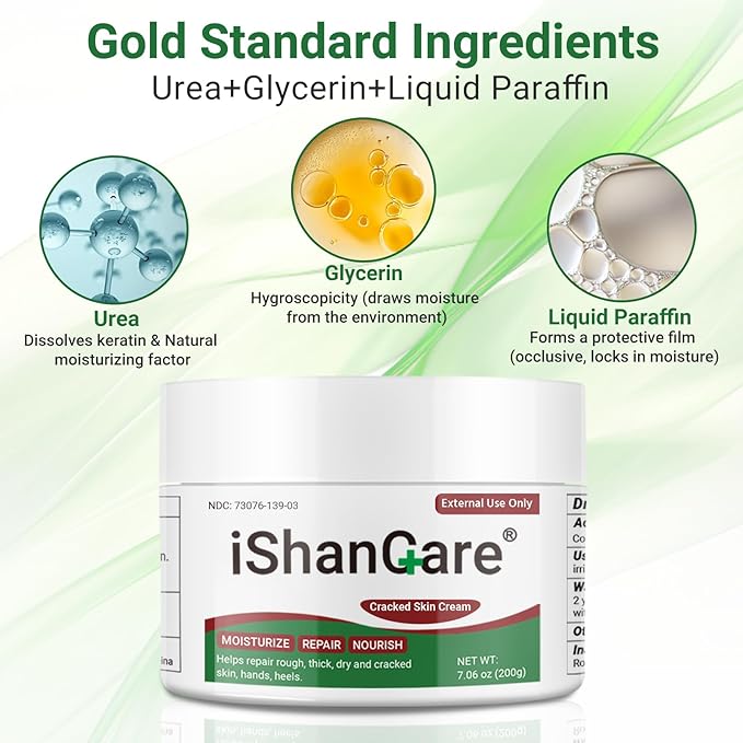 ishancare Moisturizing & Repair Cream with Urea – Intensive Treatment for Extremely Dry, Cracked Skin – Soothes Rough Hands & Heels – 200g Jar