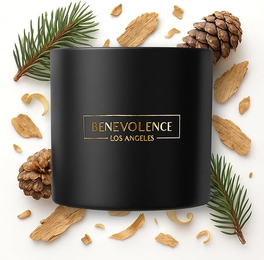 Benevolence LA Pine Wood Scented Candles | 14.5 oz Christmas Candles for Women | 45 Hour Burn Pine Scented Candles for Home | Candles | Pine Scent Aromatherapy Candles