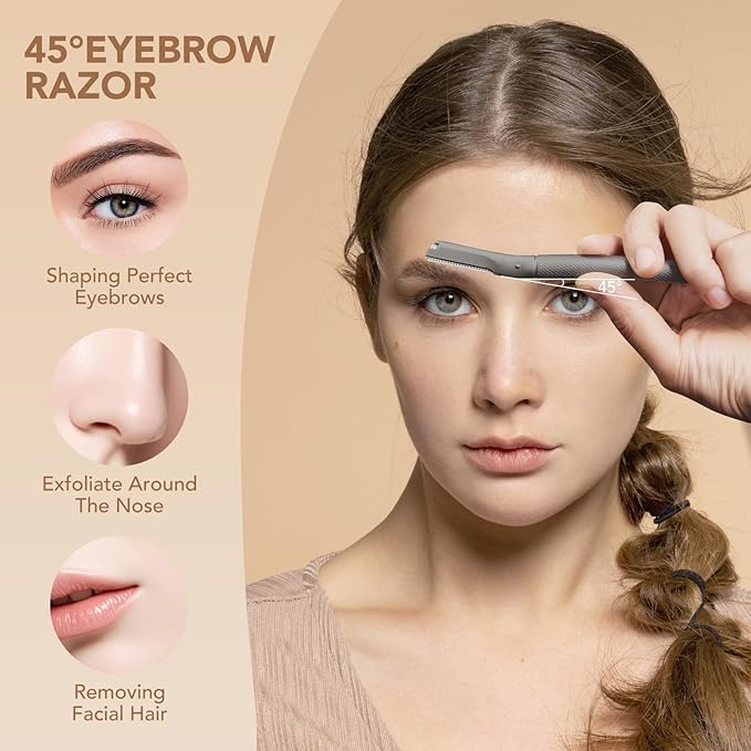 BoxedHome Eyebrow Razor with 11 Blades for Women & Men, Face Eye Brow Trimmer Shaper, Non-slip Facial Shaver with Precision Cover,Black