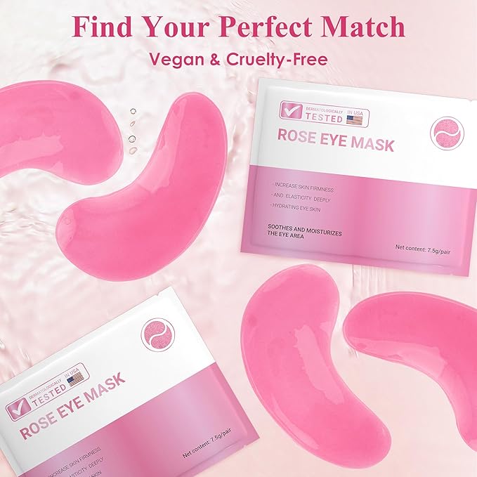 Under Eye Patches (30 Pairs), Under Eye Mask for Puffy Eyes and Dark Circles, Eye Masks with Collagen, Relieves Pressure and Reduces Wrinkles, Revitalises and Refreshes Your Skin, Rose