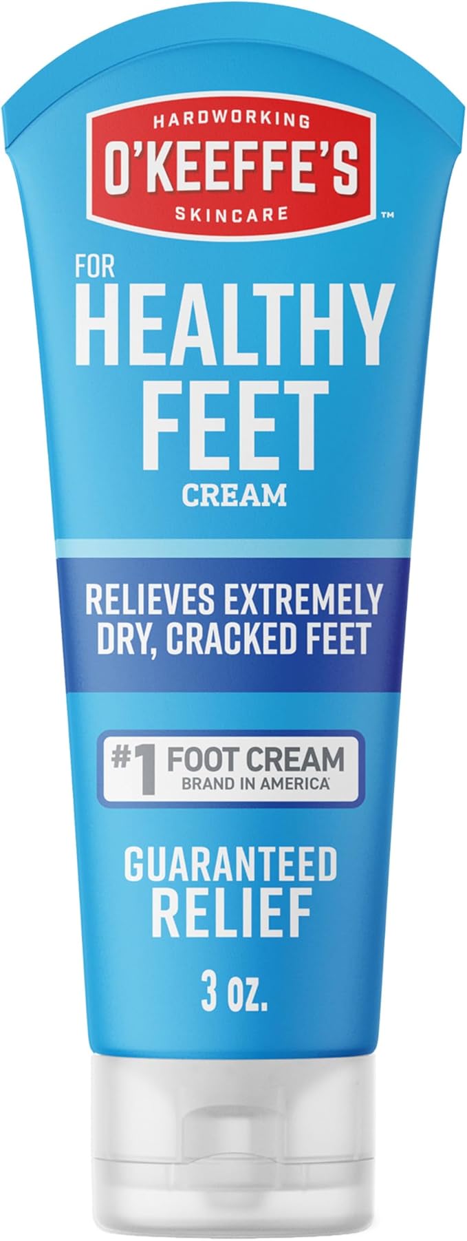 O'Keeffe's for Healthy Feet Foot Cream - 3 oz Travel Size Tube (1 Pack) - Guaranteed Relief for Extremely Cracked, Dry Feet, Repairing Skincare, Instantly Boosts and Retains Moisture Levels