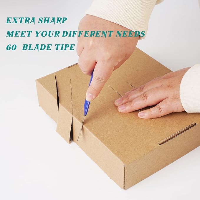 20-Pack Retractable Utility Cutter | Auto-Lock Design with 9mm Snap-off Blades | Carton & Cardboard Opener for Office/Home | Disposable Exacto Razor Tool