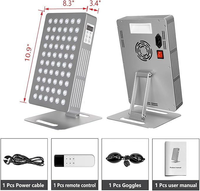 Red Light Therapy Panel for Face and Body, 660nm 850nm High Power Near Infrared Light Therapy, 60 Dual Chip 5-Wavelength LED Red Light Therapy Device, Panel for Skincare