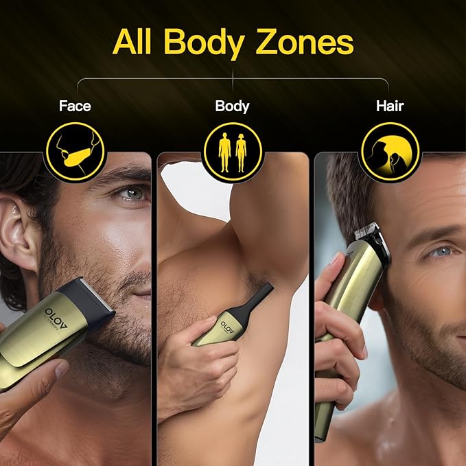 Beard Trimmer for Men, 17-in-1 Mens Grooming Kit with 6 Trimmer Heads, Cordless Hair Clippers Rechargeable with Charging Dock, IPX7 Waterproof Wet Dry Use for Body Face Nose & Mustache