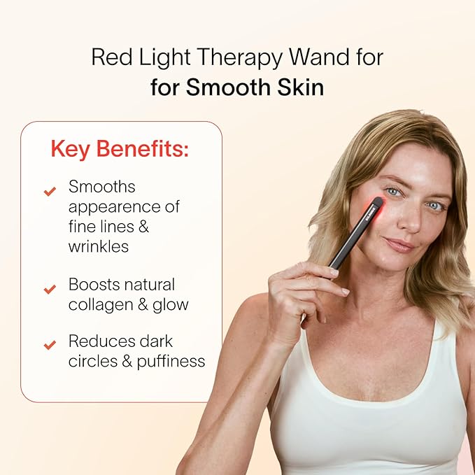 Solawave 4-in-1 Red Light Therapy Wand for Face & Neck | Beauty Device with Galvanic Current, Massager & Warmth | Anti-Aging, Wrinkle Reduction, Skin Tightening, Depuffing & Rejuvenation (Matte Black)