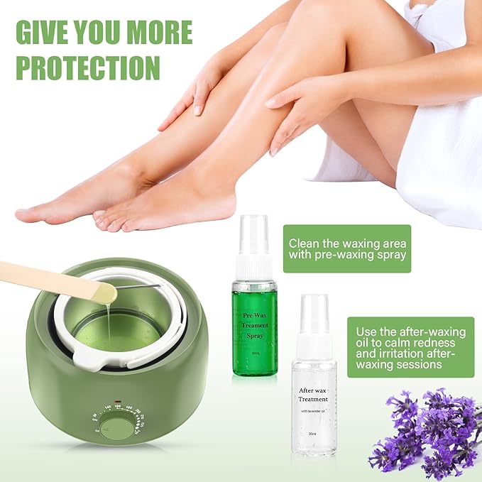 Waxing Kit - Wax Warmer for Hair Removal, Hard Wax Kit with 14oz 5 Bags Hard Wax Beans for Full Body, Legs, Face, Eyebrows, Bikini, Brazilian Waxing Kit for Women Men