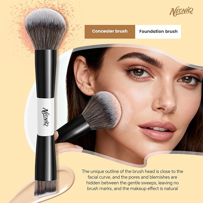 10 PCS Foundation Contour Conceal Brush Set With Bag, Makeup Brushes, Double-End Multi-functional Brushes for Foundation Powder Blush Eyeliner Eyeshadows, Professional Face Brush Set（White）