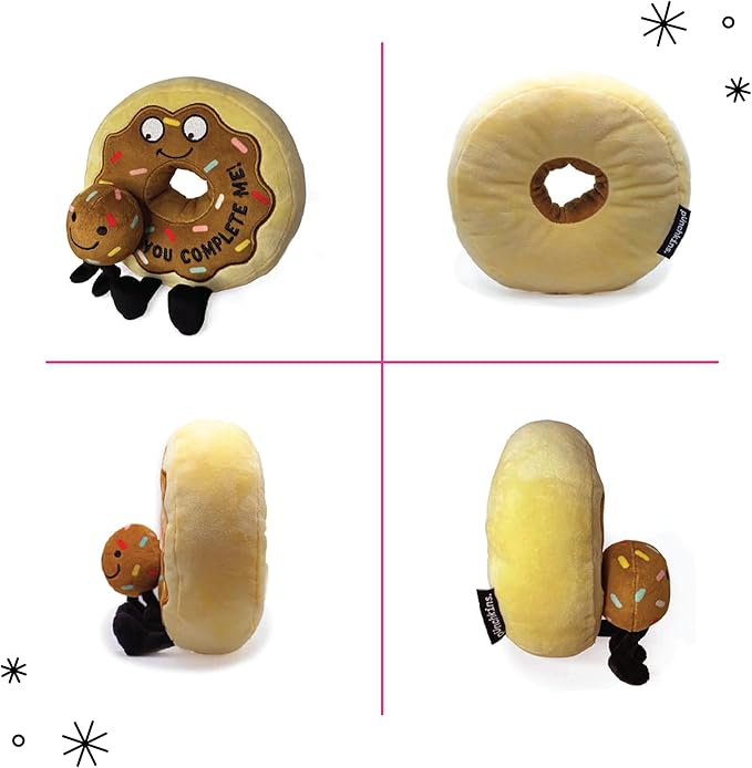 Punchkins Donut Plushie - You Complete Me Cute Donut Plush, Gift for Couple (Girlfriend, Boyfriend, Wife, Husband), Food Plush Toy for Gifting