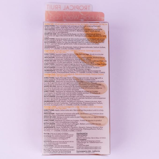 Pedicure Kit Foot Soak Set: Bubble Salt, Sugar Scrub, Massage Mask, Massage Lotion in a Box, 4 Step Foot Spa Kit for Dry Feet,Tired Feet （1 Set Mango)