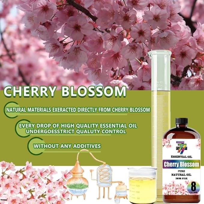 Cherry Blossom Essential Oil (8 oz / 240 ml) – Cherry Blossom Oils for diffusers, humidifiers, Home Baths, Cleaning Products, Yoga, DIY Soaps and DIY Scented Candles