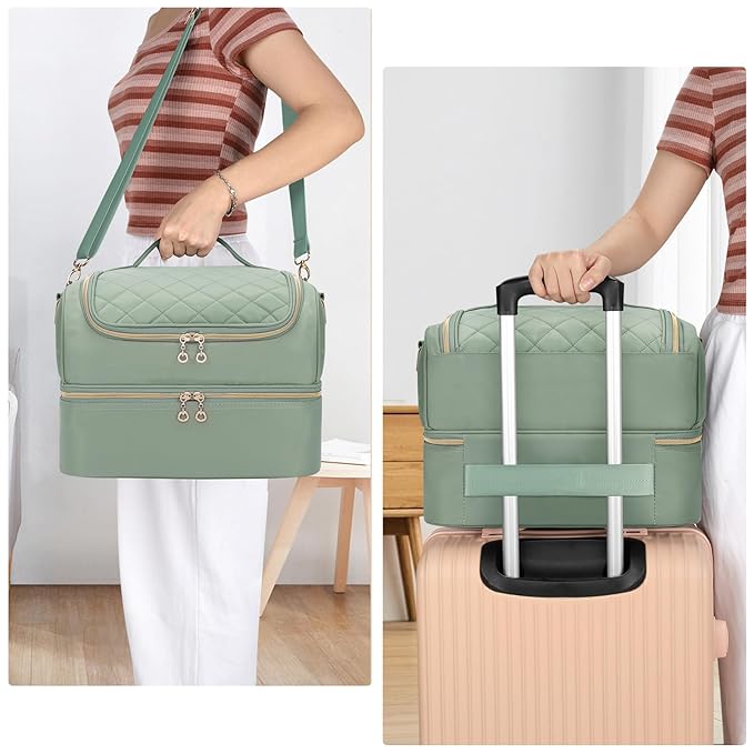 CUBETASTIC Nail Polish Organizer, Nail Tech Organizers and Storage Case Holds 69 Bottles Nail Polish & Nail Lamp, Travel Nail Supplies bag for Nail Tech Kit & Manicure Tools, Green