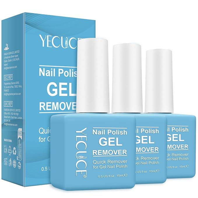 Gel Polish Remover, (3pcs) Gel Nail Polish Remover, No Need for Foil, Quick & Easy Polish Remover In 3-5 Minutes, No Need Soaking Or Wrapping-0.5floz