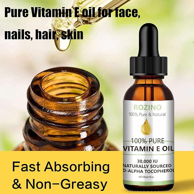 Vitamin E Oil for Face, 100% Pure Vitamin E Oil, Organic Vitamin E Facial Oils for Face Anti Aging Reduse Fine Line Wrinkle, Vitamin E Face Oil Moisturizer for Skin Hair Lip, Repair Skin