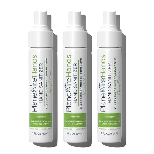 Signature Herbal Spray Hand Sanitizer | Travel Size | Hydrate & Cleanse | Made with Aloe Vera & Green Tea Extract | Blend of Essential Oils Including Peppermint & Lavender | Travel Essential | 3-Pack